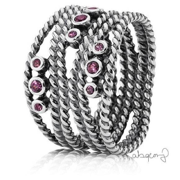 Pandora Jewelry - EUC Pandora 190863RHL 925 Sterling Silver Hidden Romance Ring w/ Rhodolite Stone
